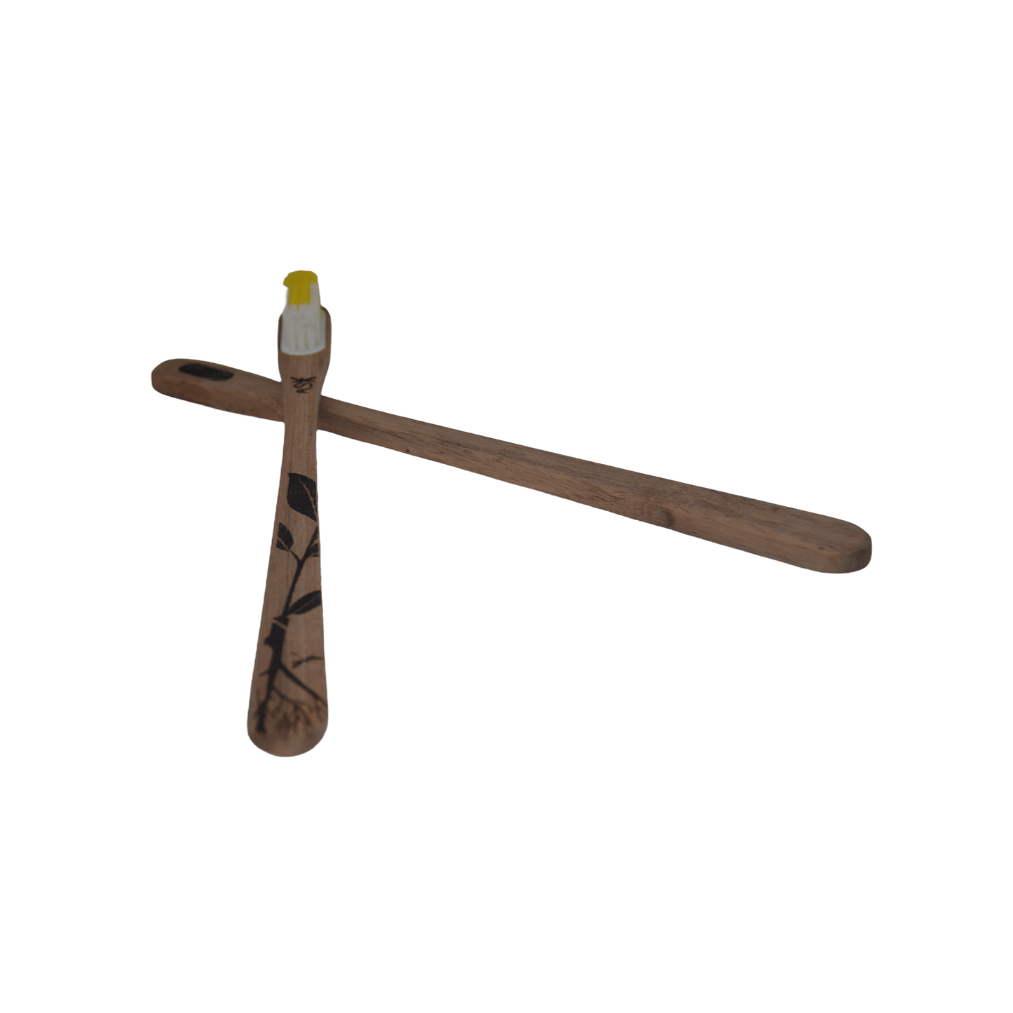 Brosse à dents artisanale en bois à tête rechargeable - Motif Feuille