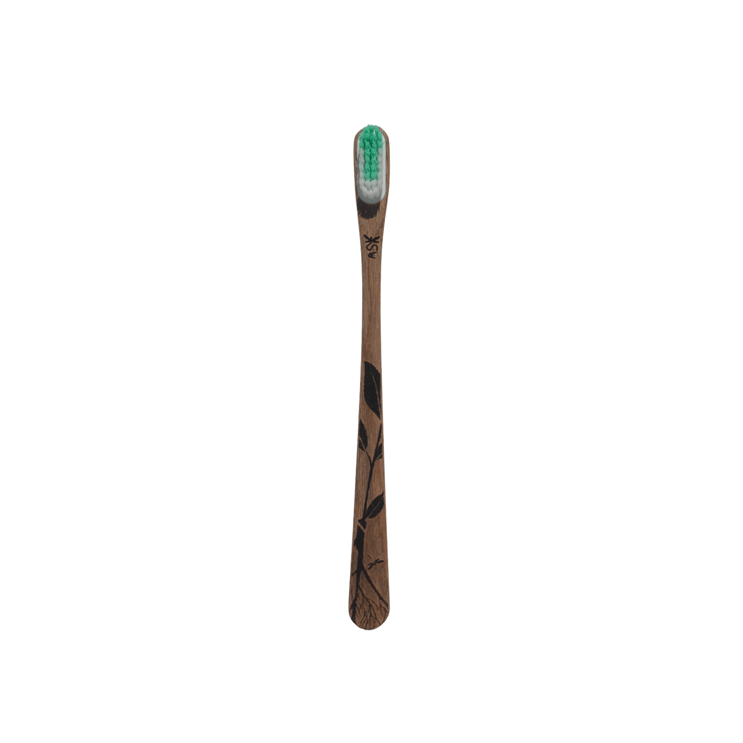 Brosse à dents artisanale en bois à tête rechargeable - Motif Feuille